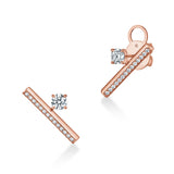UU2851 Barre Floating Single Diamond Pavé Climber Earrings