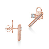 UU2851 Barre Floating Single Diamond Pavé Climber Earrings