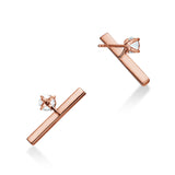 UU2851 Barre Floating Single Diamond Pavé Climber Earrings