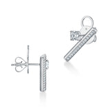 UU2851 Barre Floating Single Diamond Pavé Climber Earrings