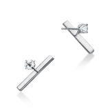 UU2851 Barre Floating Single Diamond Pavé Climber Earrings