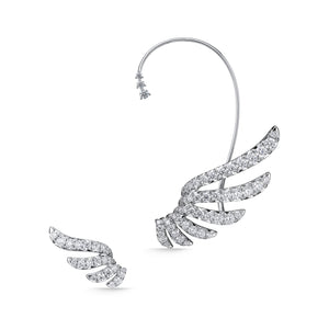 UU2885 VELA French Cut Pavé Diamond Asymmetrical Climber Earrings