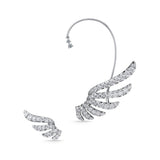 UU2885 VELA French Cut Pavé Diamond Asymmetrical Climber Earrings