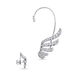 UU2885 VELA French Cut Pavé Diamond Asymmetrical Climber Earrings