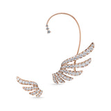 UU2885 VELA French Cut Pavé Diamond Asymmetrical Climber Earrings