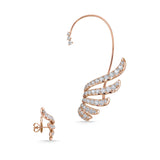 UU2885 VELA French Cut Pavé Diamond Asymmetrical Climber Earrings