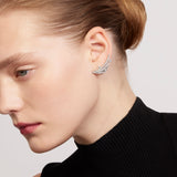 UU2885 VELA French Cut Pavé Diamond Asymmetrical Climber Earrings