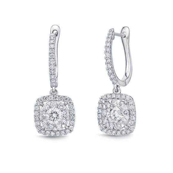 FEBQ117_00 Diamond Bouquets Dangling Earrings