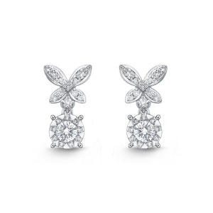 FEBQ166_00 Diamond Bouquets Dangling Earrings