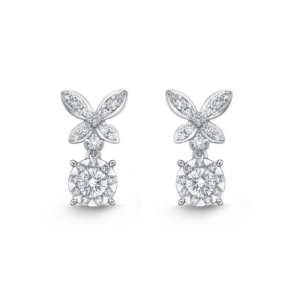 FEBQ166_00 Diamond Bouquets Dangling Earrings