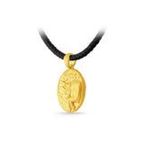 GNCN242_00 24K Zodiac Taurus Small Pendant with Black strap