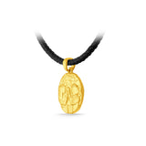 GNCN243_00 24K Zodiac Gemini Small Pendant with Black strap