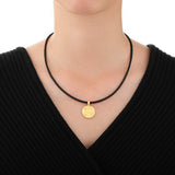GNCN243_00 24K Zodiac Gemini Small Pendant with Black strap