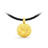 GNCN246_00 24K Zodiac Virgo Small Pendant with Black strap
