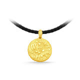 GNCN246_00 24K Zodiac Virgo Small Pendant with Black strap