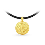 GNCN249_00 24K Zodiac Sagittarius Small Pendant with Black strap