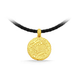 GNCN250_00 24K Zodiac Pisces Small Pendant with Black strap