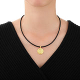 GNCN250_00 24K Zodiac Pisces Small Pendant with Black strap