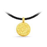 GNCN259_00 24K Zodiac Aquarius Small Pendant with Black strap